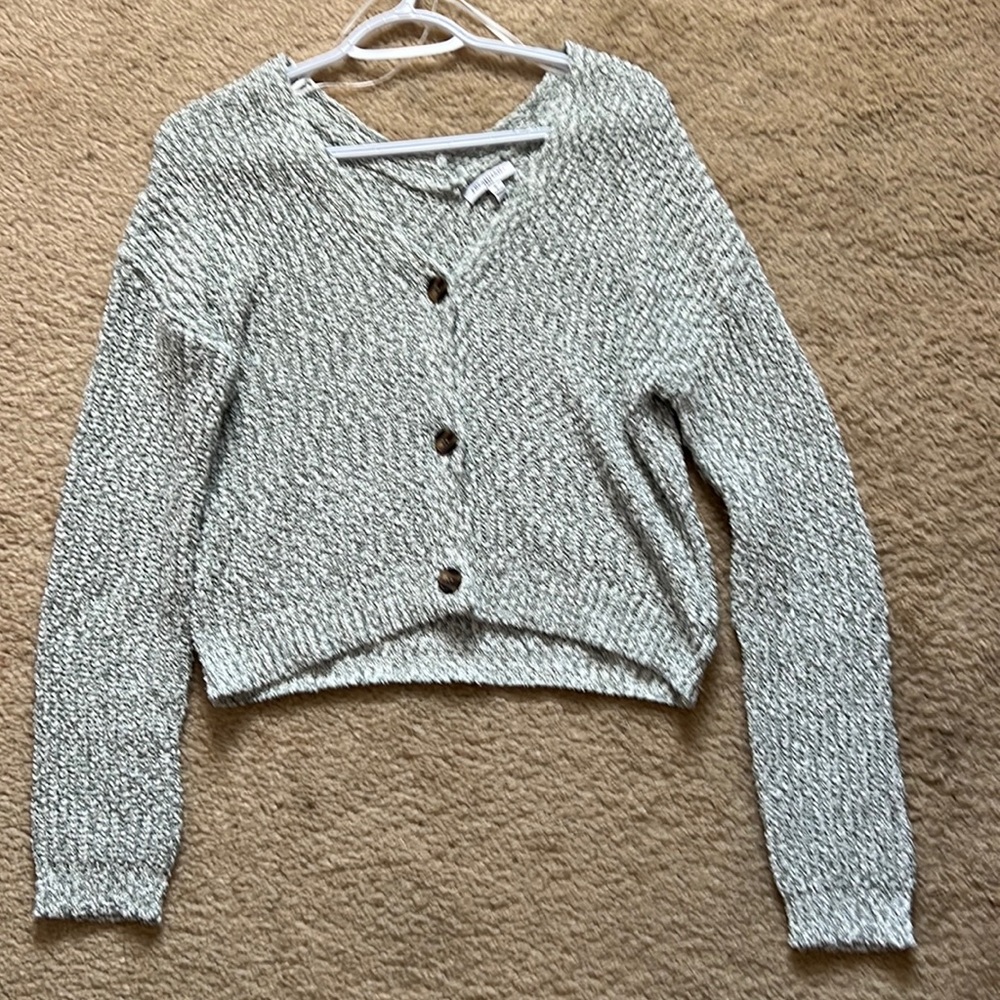 Crochet Cropped Sweater; size S